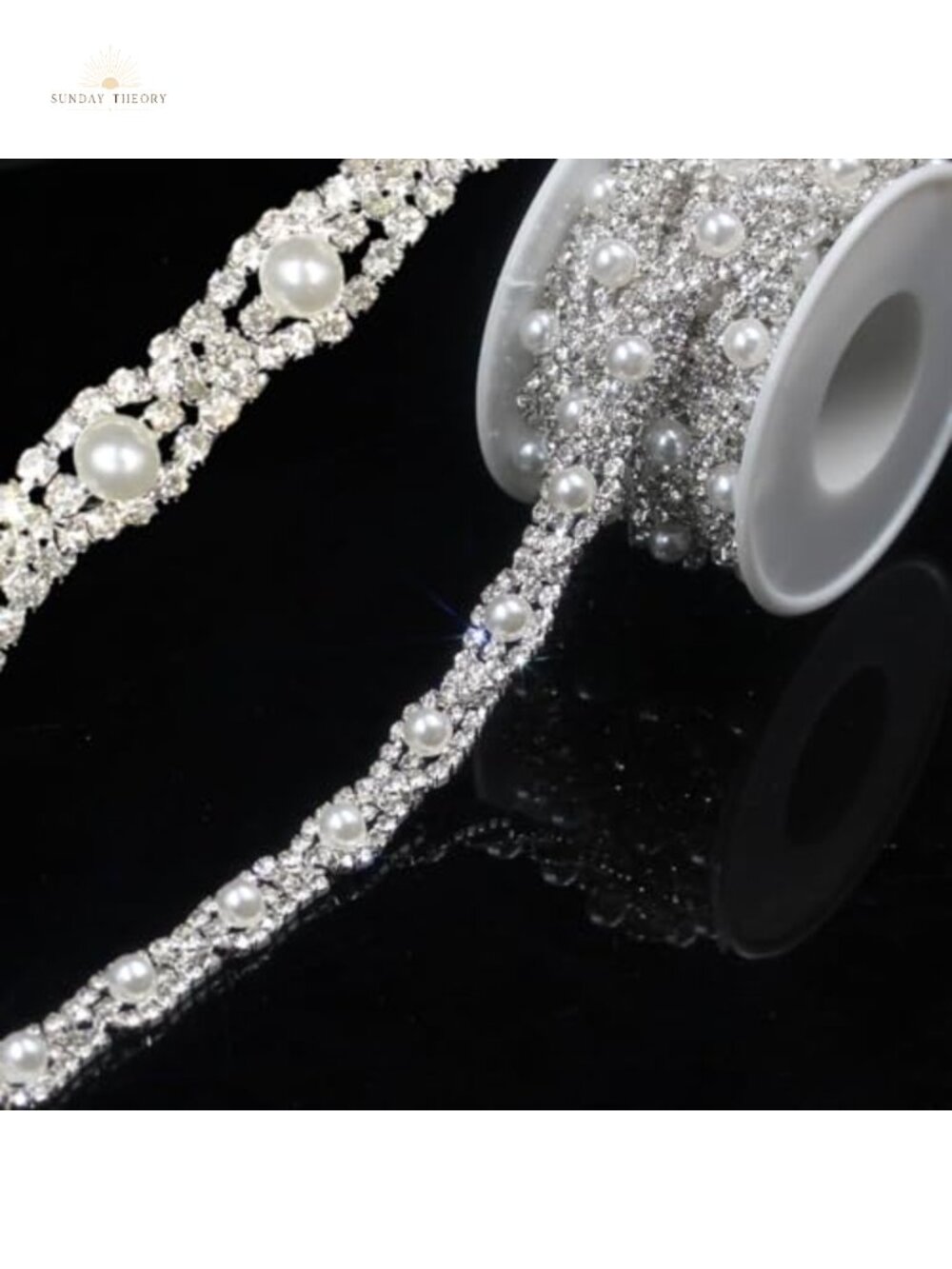 Pearl Rhinestone Trim Chain 2 Yards Crystal Fringe Wedding Dress Sewing Craft
